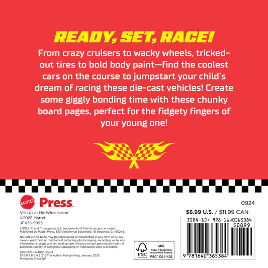 Hot Wheels Ready, Set, Race! Board Book For Babies & Toddlers, 100 Car Illustrations