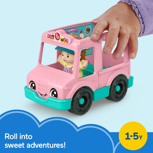 Fisher-Price Little People Ice Cream Truck, Push-Along Toy Vehicle & Figure For Toddlers & Kids