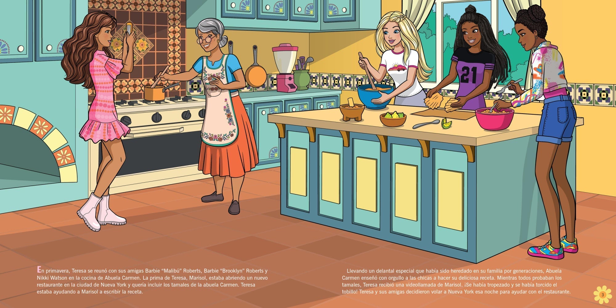 Barbie And Teresea: Recipe For Friendship Paperback Book & 2 Sticker Sheets, Spanish-Language