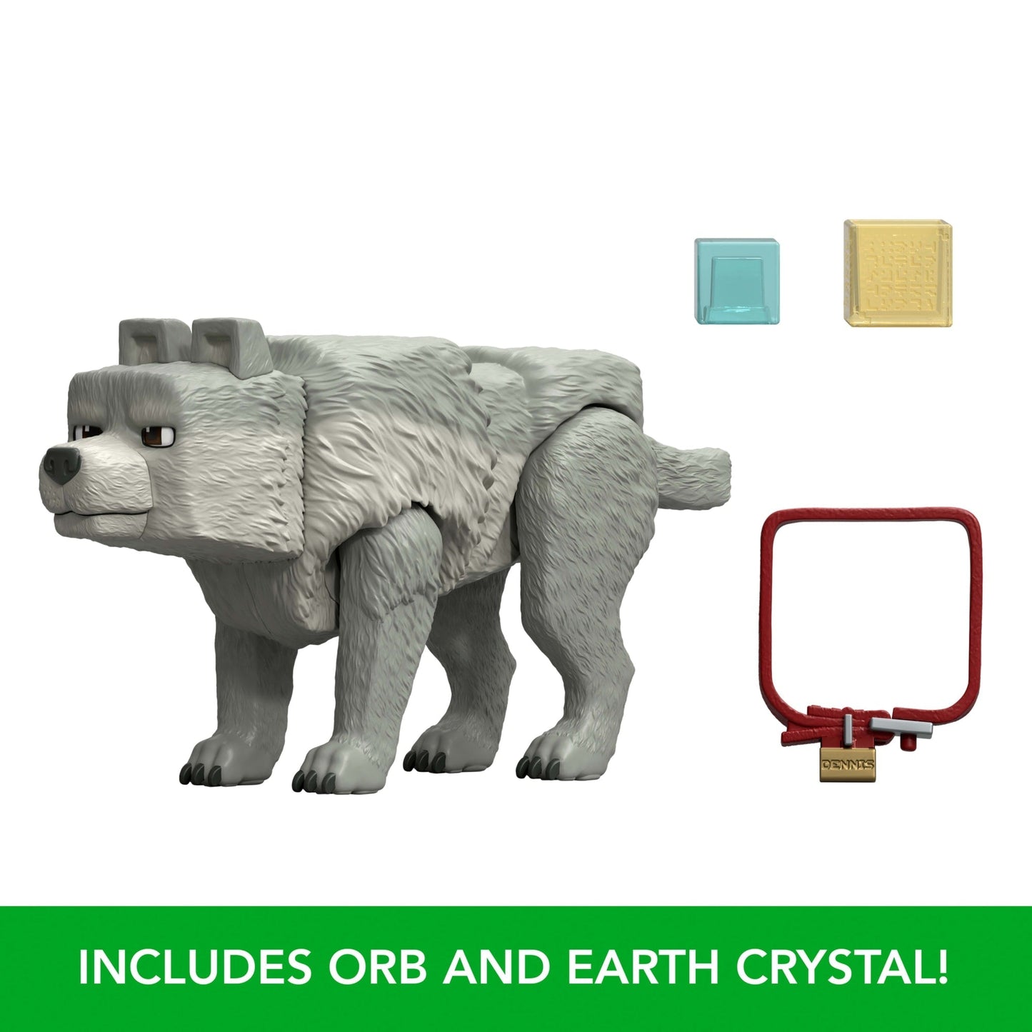 Minecraft Dennis The Wolf Action Figure & Accessories, 3.25-Inch Toy Set Inspired By A Minecraft Movie