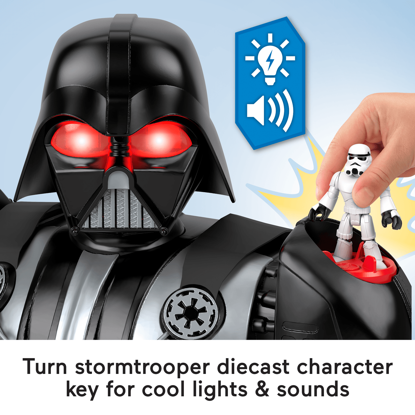 Imaginext Star Wars Darth Vader Bot 2+ Ft Toy, Lights Sounds & Stormtrooper Character Key