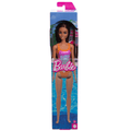 Barbie  Poupée Plage  Cheveux Brun Clair, Maillot Rose et Orange