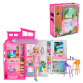 Barbie  Maison Portative et Poupée, 4Pièces, 11Accessoires