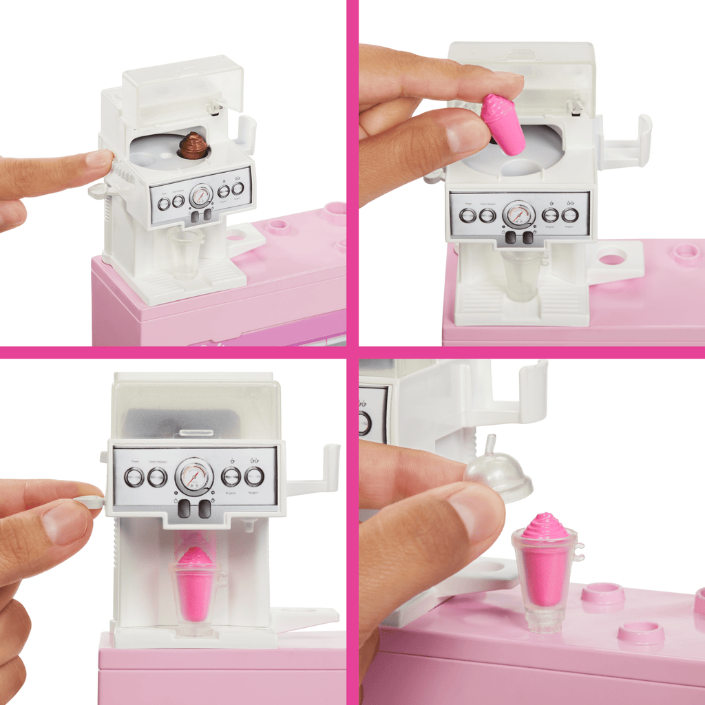 Barbie  Coffret de Jeu  Café, Poupée Barista Blonde, 10+Accessoires