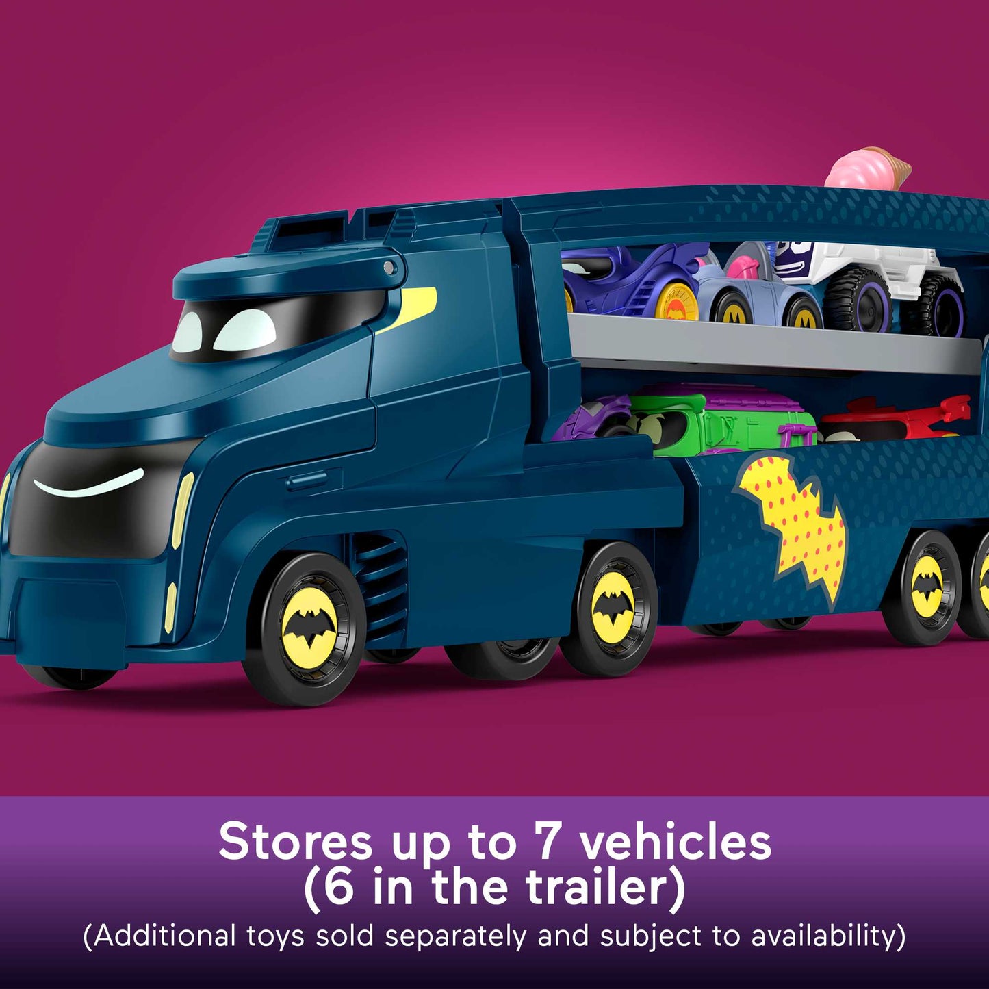 Fisher-Price DC Batwheels Bat-Big Rig Toy Hauler & Car With Ramp & Vehicle Storage