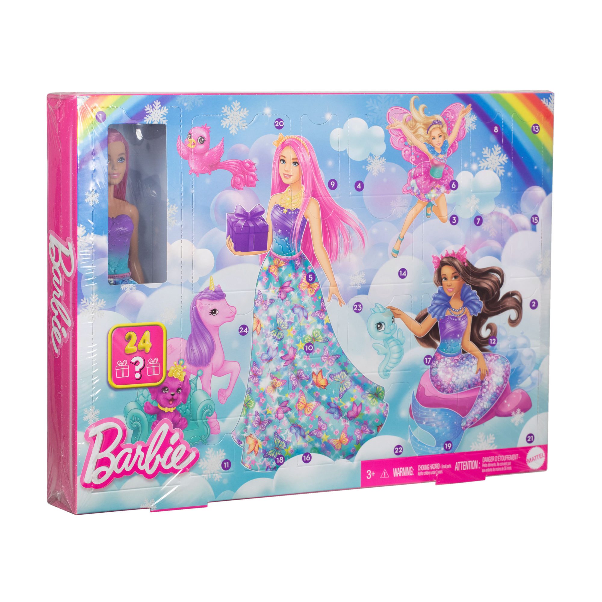 Barbie 2025 Advent Calendar, Fashion Doll & 24 Surprise Accessories, Transform To Mermaid & More