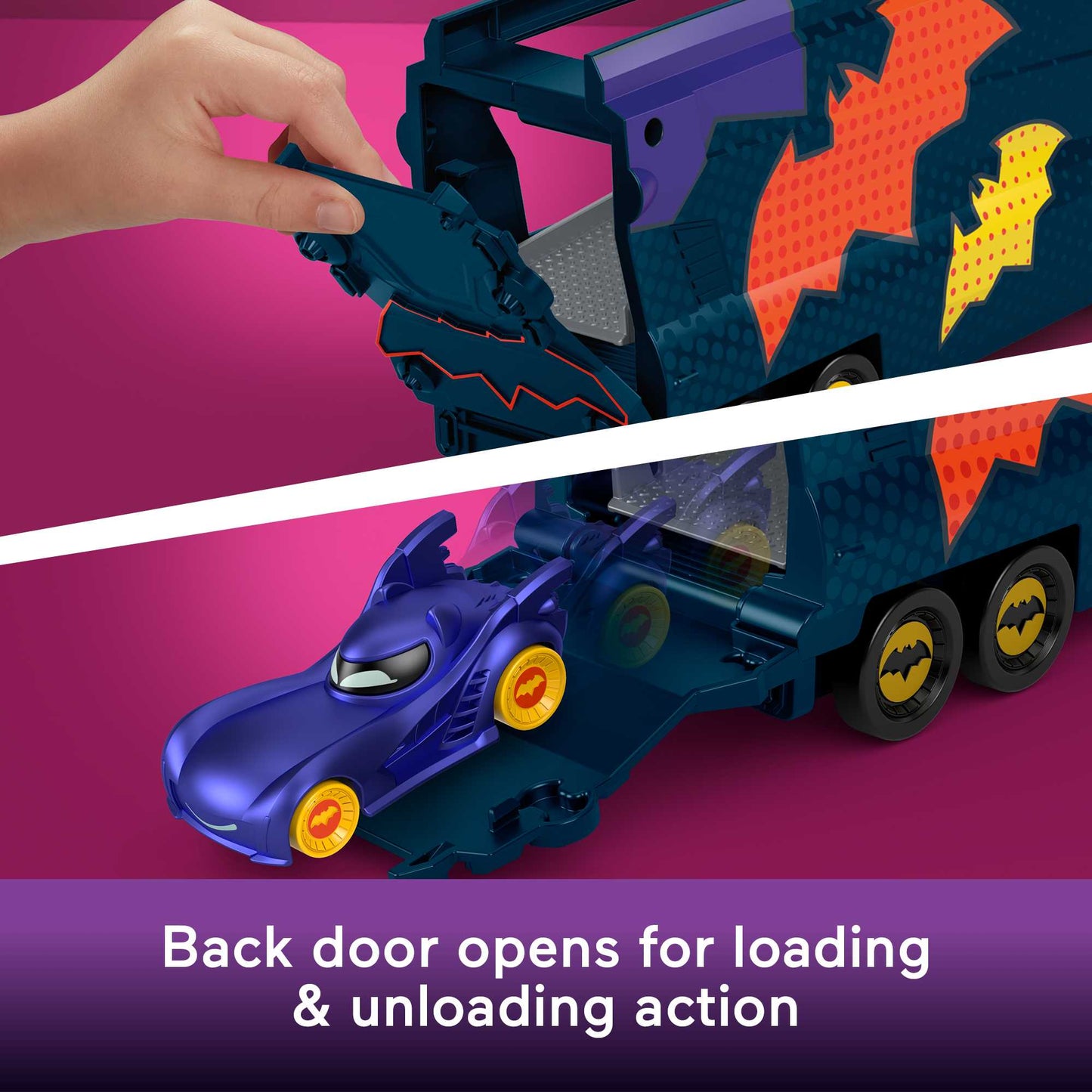 Fisher-Price DC Batwheels Bat-Big Rig Toy Hauler & Car With Ramp & Vehicle Storage
