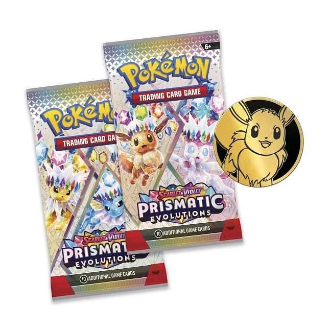 Pokémon TCG: Scarlet & Violet-Prismatic Evolutions Eevee Card, Coin & 2 Booster Packs