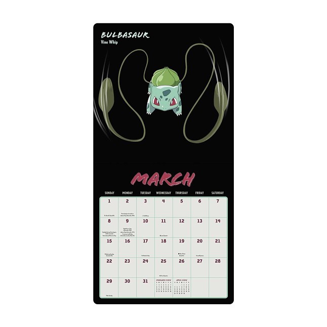 Pokémon Moves 2026 Wall Calendar